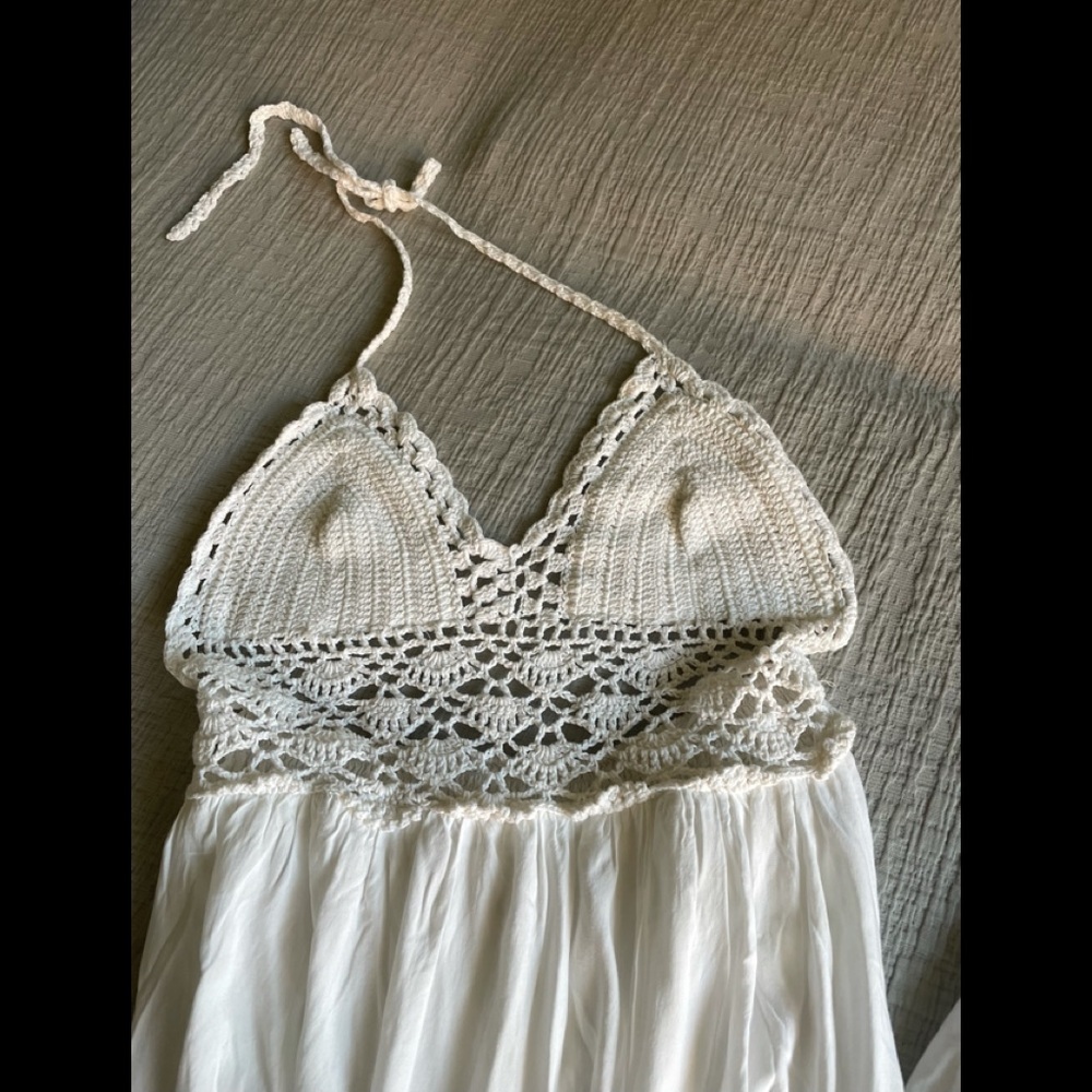 summer cotton halter dress white